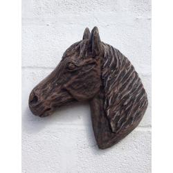 Wall mounted concrete Horse's Head sculpture