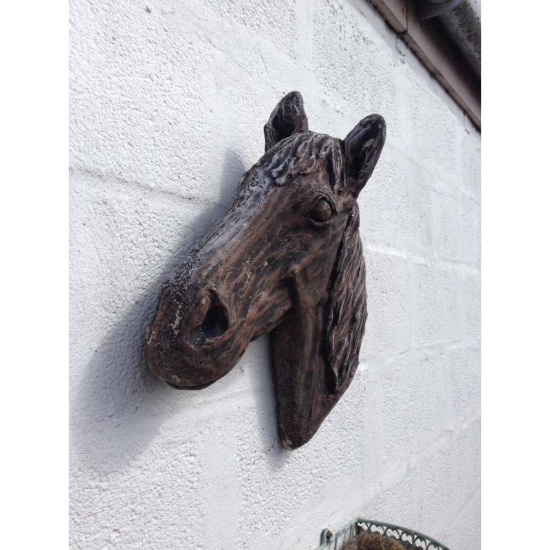 Wall mounted concrete Horse's Head sculpture