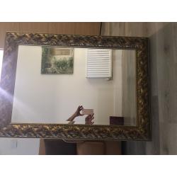 Large rectangular statement mirror with decorative gold border