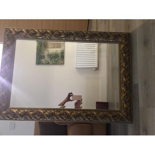 Large rectangular statement mirror with decorative gold border