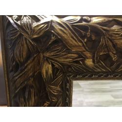 Large rectangular statement mirror with decorative gold border