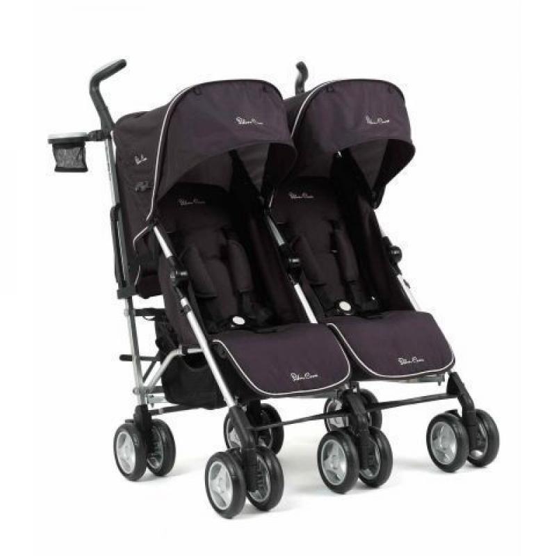 silver cross twin pushchair with cosy toes and rain cover