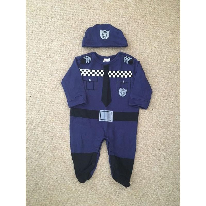 0-3 police baby grow with hat
