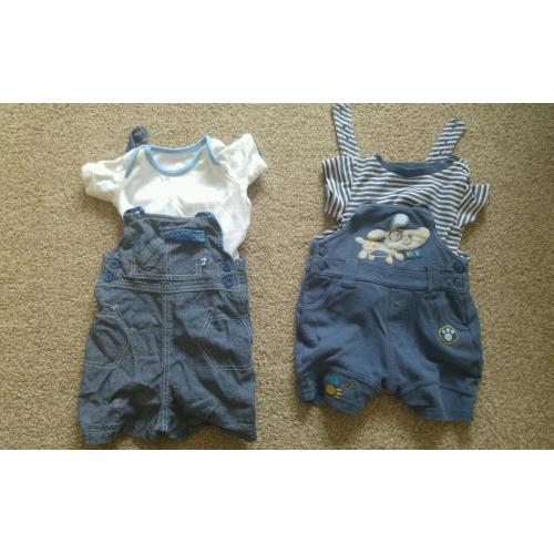 0 to 3 short dungarees and vest
