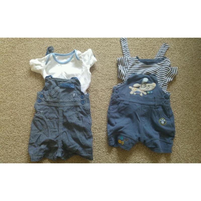 0 to 3 short dungarees and vest