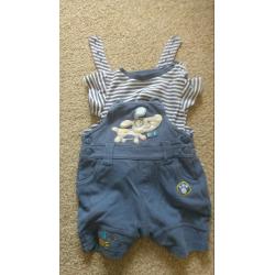 0 to 3 short dungarees and vest