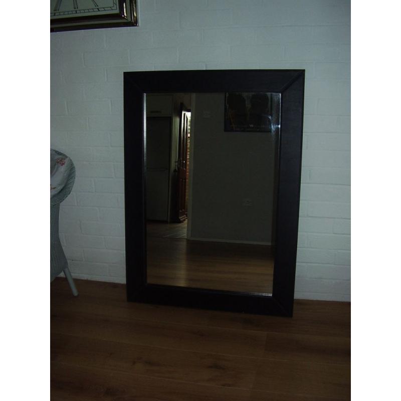 LARGE BLACK FAUX LEATHER MIRROR