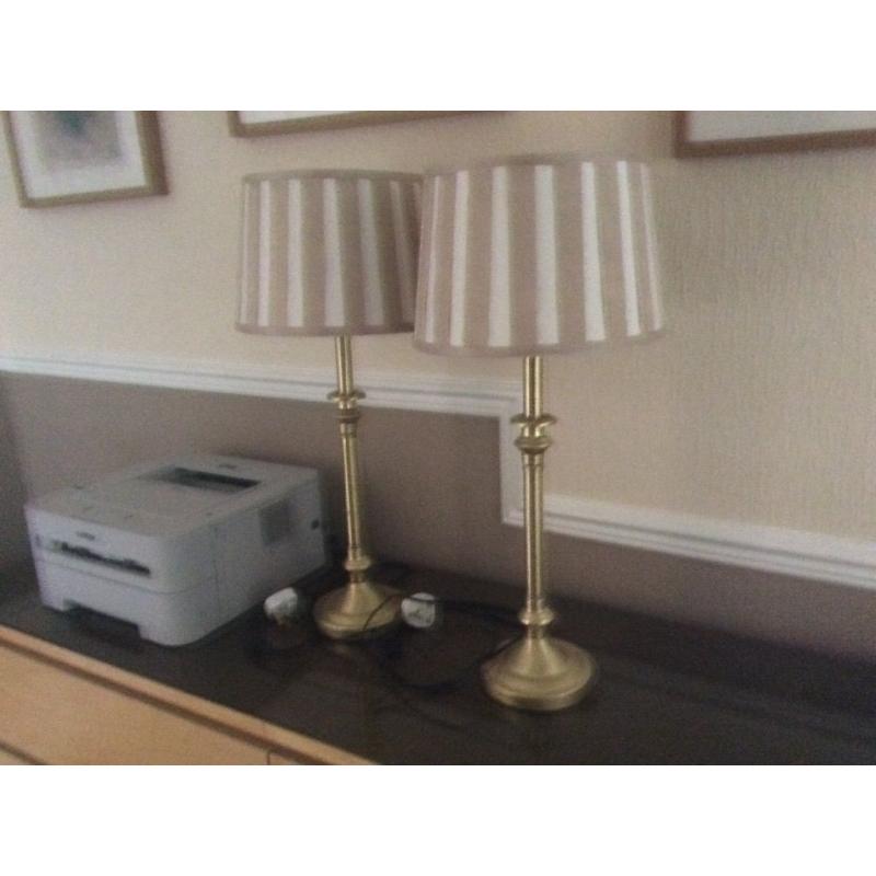 Pair of Brass Bedside Table Lamps