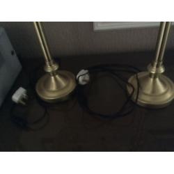 Pair of Brass Bedside Table Lamps