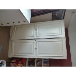 2 white wardrobes (all wood) made by Olympus