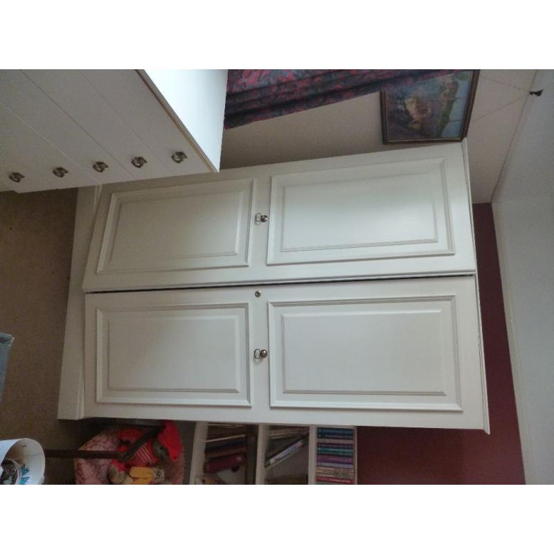 2 white wardrobes (all wood) made by Olympus