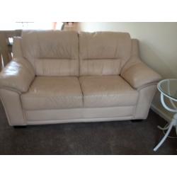 Beige Leather 2 seater sofa's
