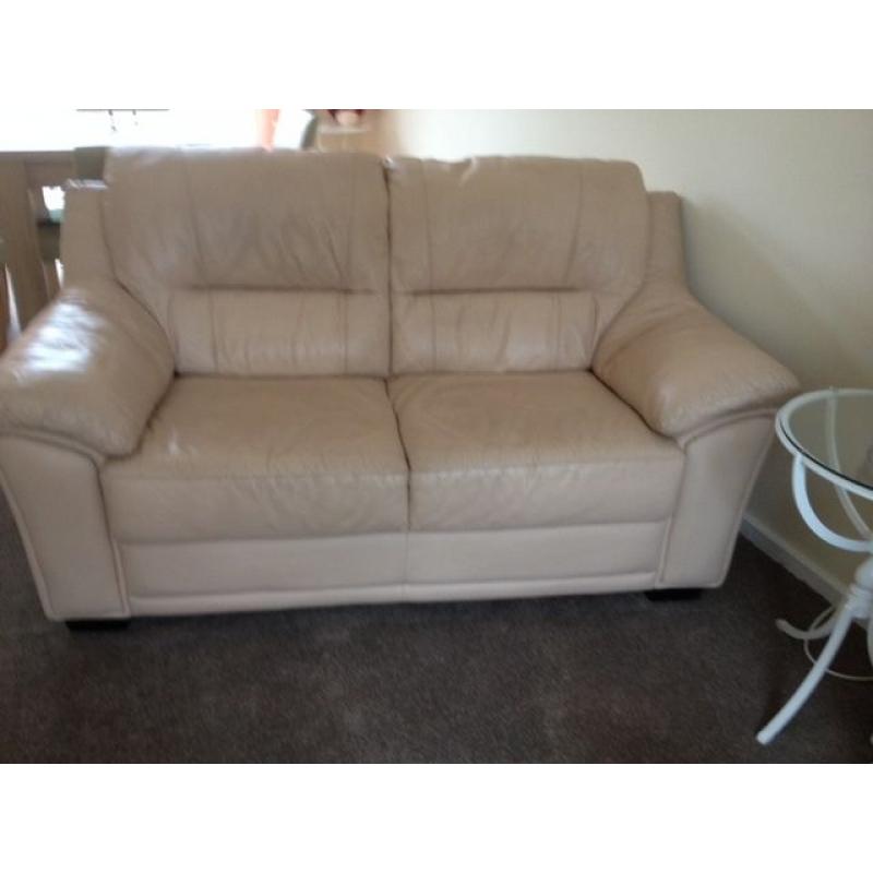 Beige Leather 2 seater sofa's