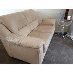 Beige Leather 2 seater sofa's