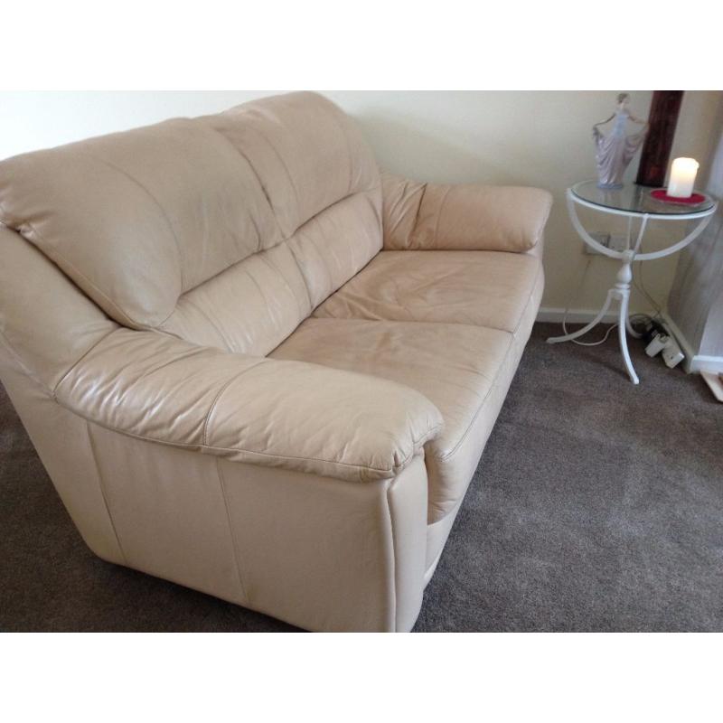 Beige Leather 2 seater sofa's