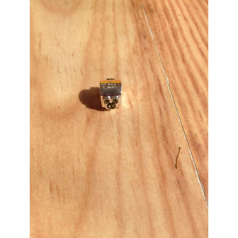 Brand new 925 sterling silver Mickey Mouse style green gem charm.
