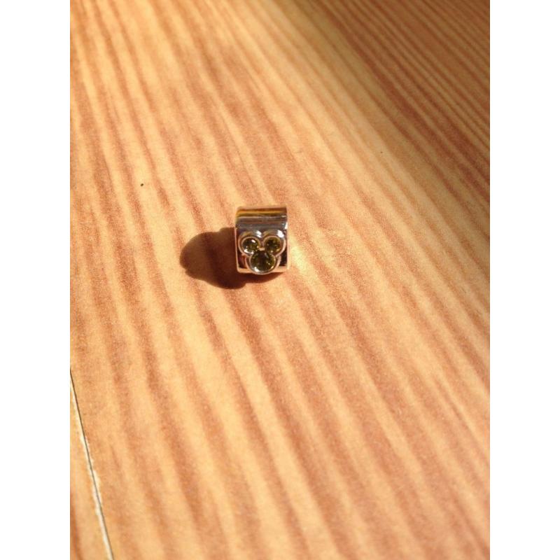 Brand new 925 sterling silver Mickey Mouse style green gem charm.