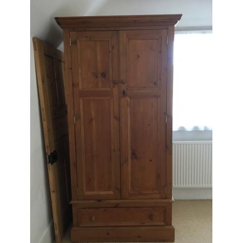 2 double pine wardrobes. vgc. 1 with drawer at bottom. 6ft x 3ft. Will sell separately.