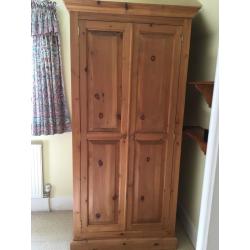 2 double pine wardrobes. vgc. 1 with drawer at bottom. 6ft x 3ft. Will sell separately.