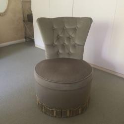 Velvet green bedroom chair of good quality. Originally purchased at Fishpools and is their own make