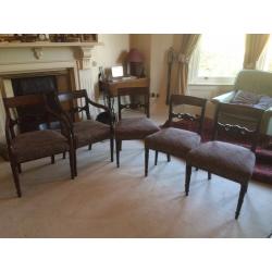 5 chairs Victorian wooden genuine Victorian, 2 with arms. Fantastic quality