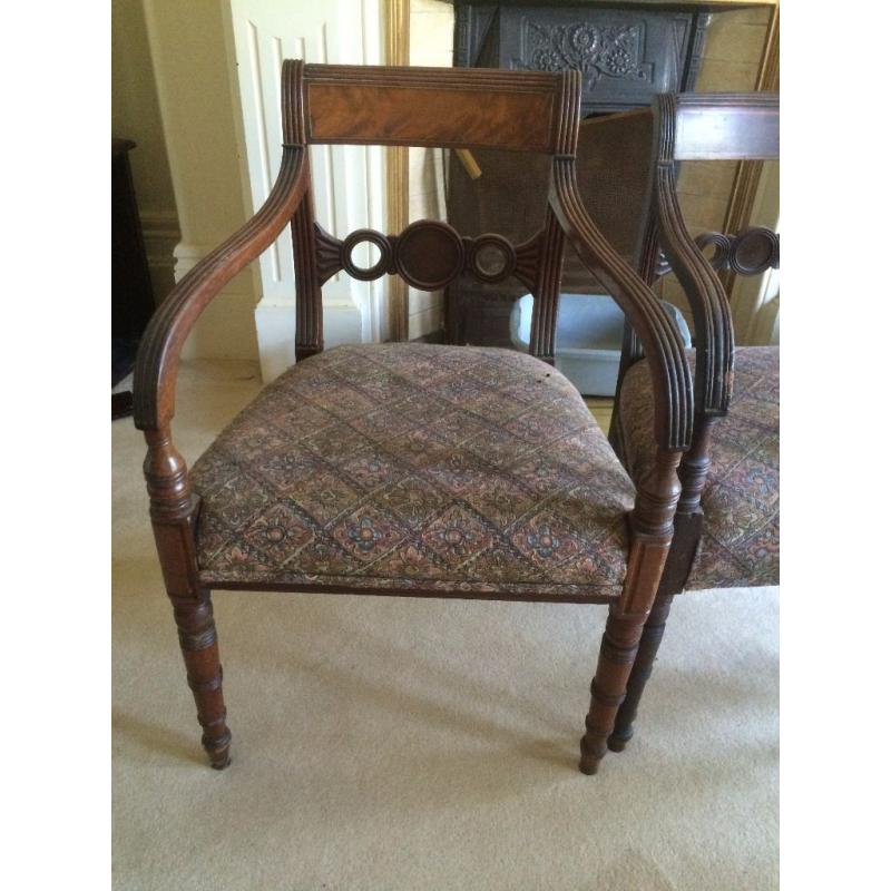 5 chairs Victorian wooden genuine Victorian, 2 with arms. Fantastic quality