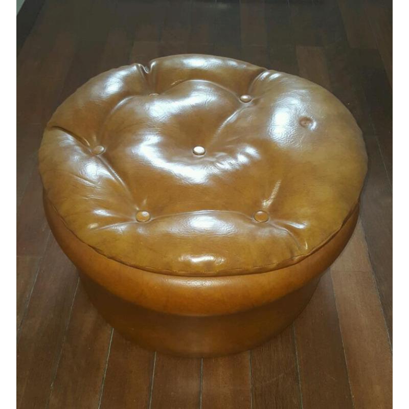 Vintage Retro Pouffe Tan