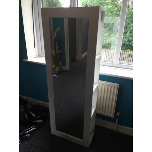 White Frame Storage Mirror