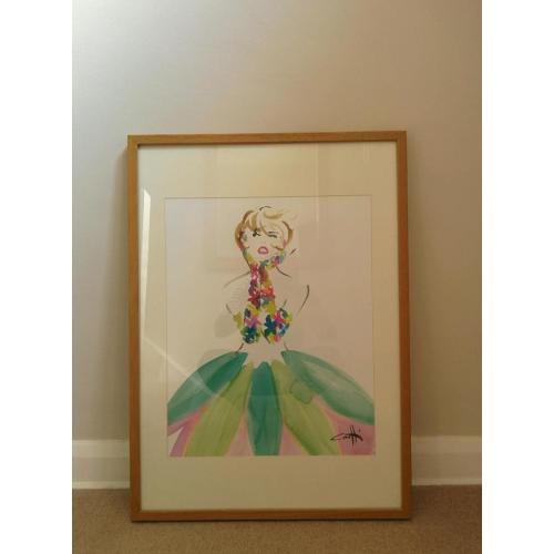 Framed watercolour print 53x73cm