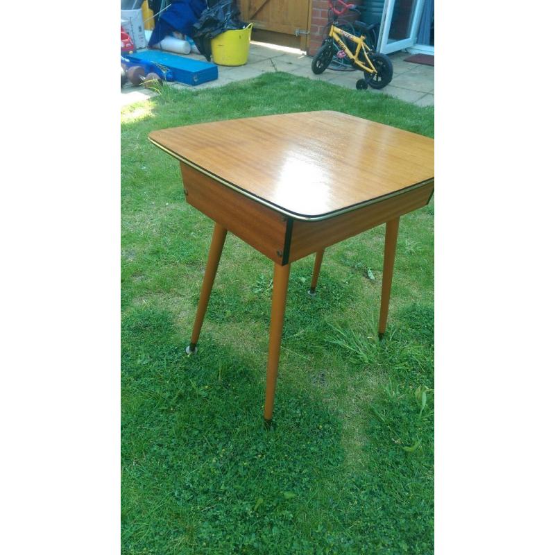 vintage sewing box/ opening side table