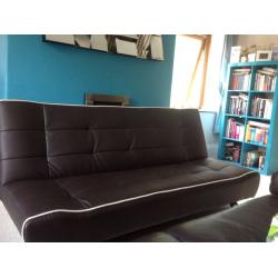 Faux leather brown sofa bed click clack