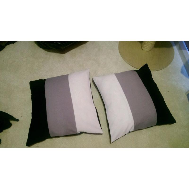2 Black White & Grey Sofa Scatter Cushion Pillow Covers