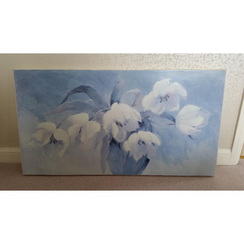 Laura Ashley Aqua Floral Canvas picture