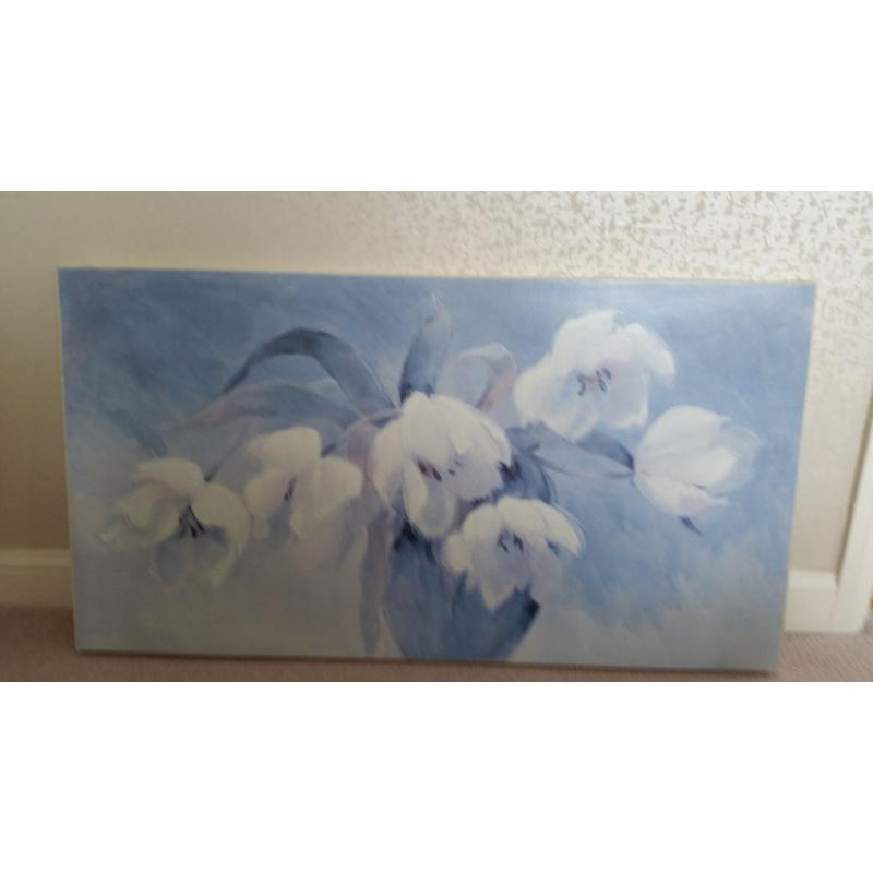 Laura Ashley Aqua Floral Canvas picture