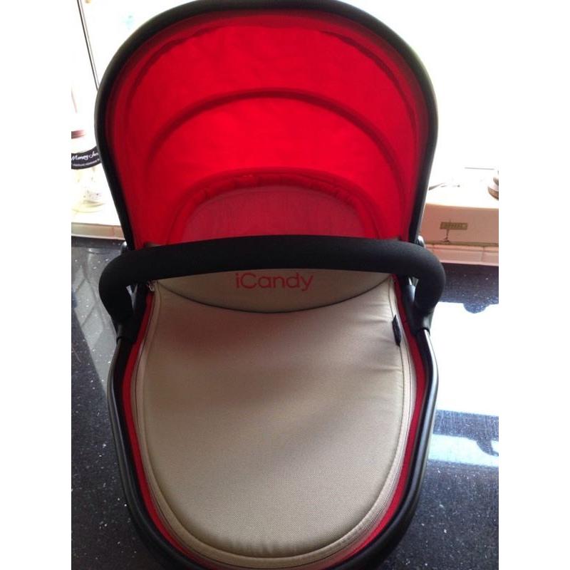 Icandy blossom twin carrycot in Sherbet