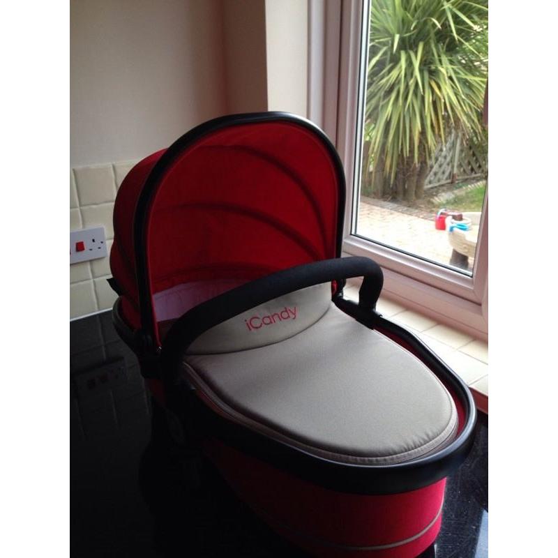 Icandy blossom twin carrycot in Sherbet