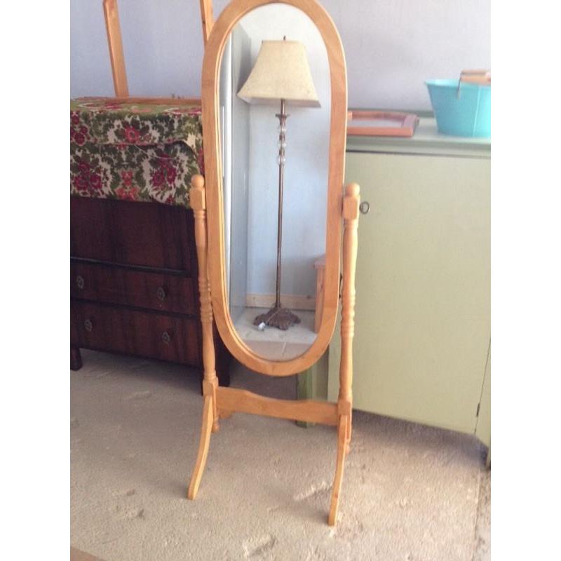 Pine Oval Bedroom Mirror - Can Deliver