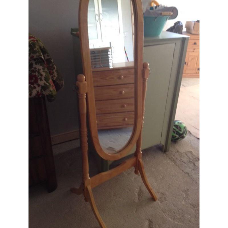 Pine Oval Bedroom Mirror - Can Deliver