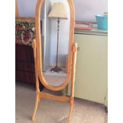 Pine Oval Bedroom Mirror - Can Deliver