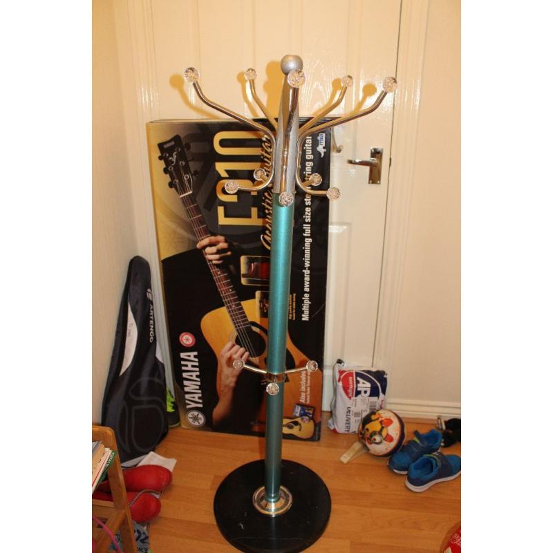 Hat Coat Stand, 14 Hooks with Marble Base Blue 120 cm tall