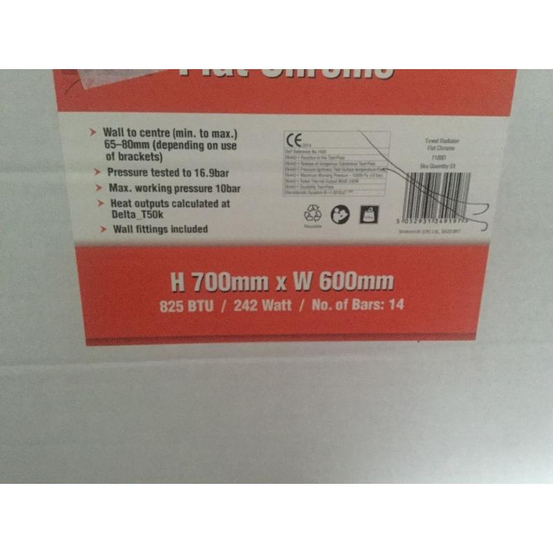 Brand new chrome towel radiator