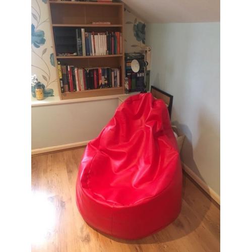 Red leather bean bag chair
