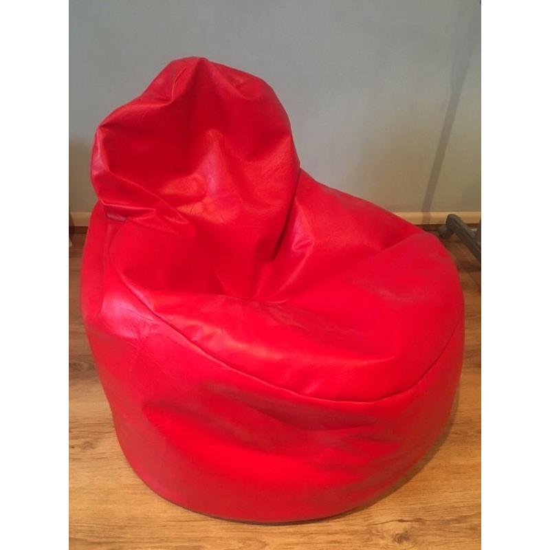 Red leather bean bag chair