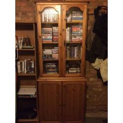 Solid Pine Bookcase and Display Cabinet (Very Good Condition)