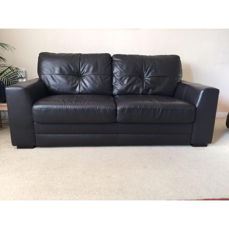 3+2 Aston leather dark brown sofa set. Collection only