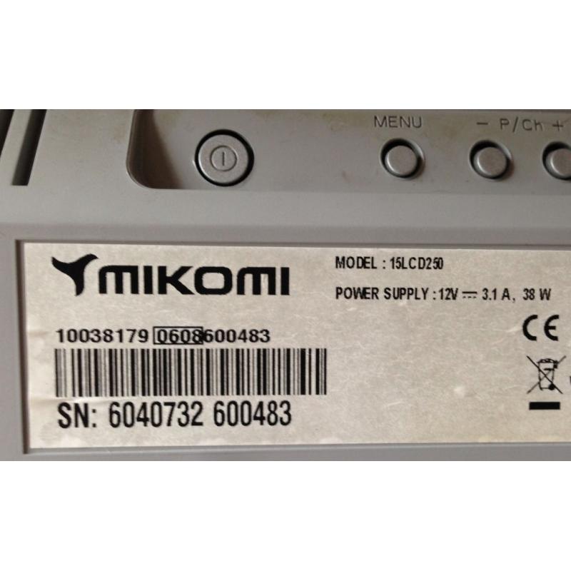 15 inch Mikomi 15LCD250 15" LCD flat Television + Digital TV Freeview Box