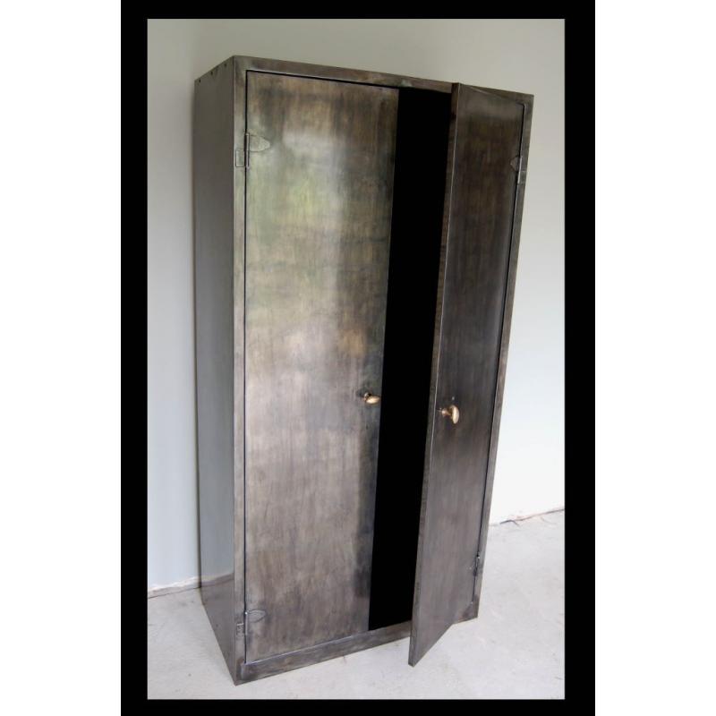 Vintage Industrial Double Door Metal Cabinet