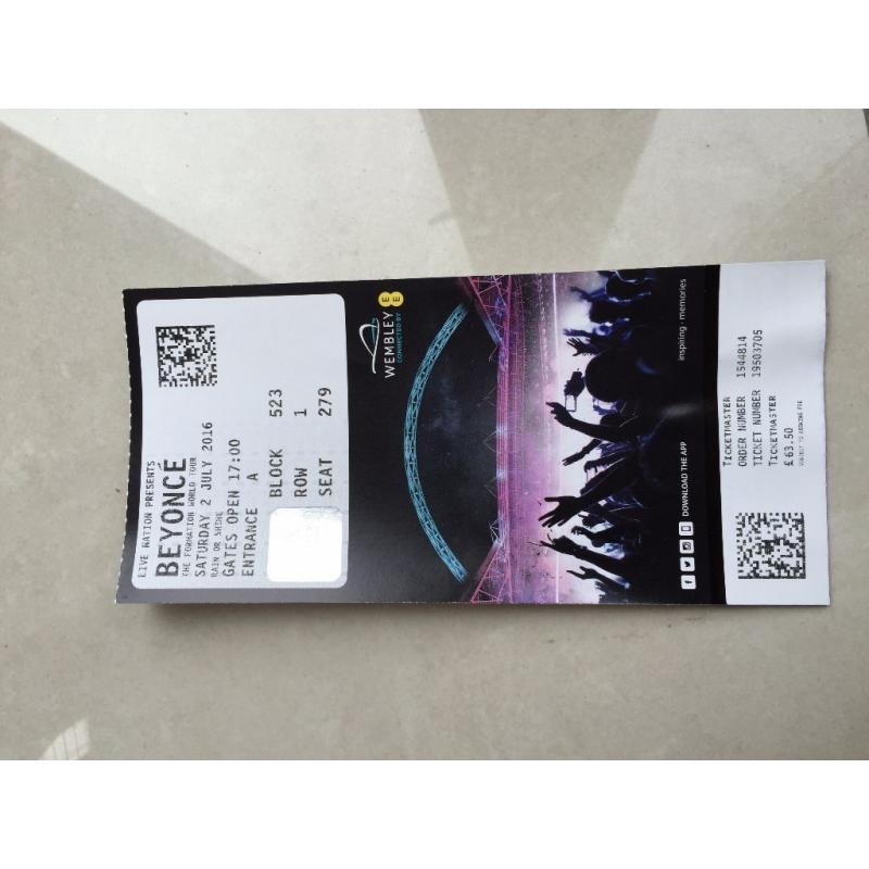 2 X Beyoncé Tickets - 2nd July Wembley Seated Tickets