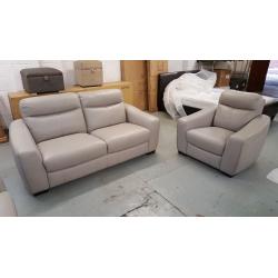 BRAND NEW FURNITURE VILLAGE CRESSIDA SILVER GREY LEATHER 3 SEATER SOFA AND 2x ARMCHAIRS. Can Deliver