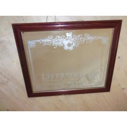 Vintage Liverpool football club LFC KOP stand memorabilia breweriana pub mirror 59cm X 49cm